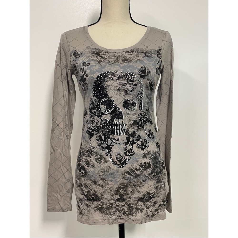 NWT Rock & Republic Long Sleeve Skull Shirt Size XS
